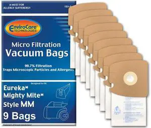 Premium Replacement Multi-layer Micro Filtration Vacuum Bags Made to fit Eureka Style MM Eureka Mighty Mite 3670 and 3680 Series Canisters 9 Bags Premium Replacement Multi-layer Micro Filtration Vacuum Bags Made to fit Eureka Style MM Eureka Mighty Mite 3670 and 3680 Series Canisters 9 Bags