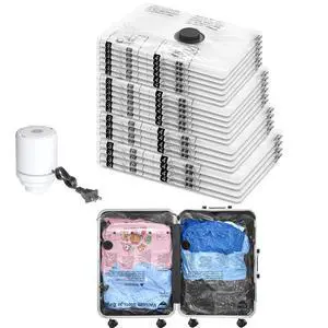 Vacuum Seal Bags for Clothing Travel and Home Storage, Travel Vacuum Bags with Electric Pump, Space Saver Compression Packing Cubes for Luggage Suitcase Bedding Blankets Clothes, 20 Combo Vacuum Seal Bags for Clothing Travel and Home Storage, Travel Vacuum Bags with Electric Pump, Space Saver Compression Packing Cubes for Luggage Suitcase Bedding Blankets Clothes, 20 Combo