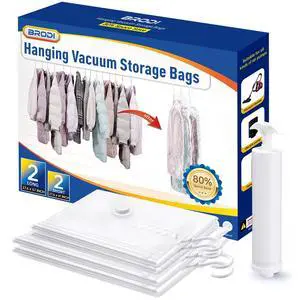Hanging Vacuum Storage Bags For Clothes With Hand Pump,Coat Storage Bag Hanging,Vacuum Bags For Clothes,Space Saver Vacuum Storage Bags,Garment, Clothing, Dress, Suit, Long Coat, Jacket(Combo 4 Pack Hanging Vacuum Storage Bags For Clothes With Hand Pump,Coat Storage Bag Hanging,Vacuum Bags For Clothes,Space Saver Vacuum Storage Bags,Garment, Clothing, Dress, Suit, Long Coat, Jacket(Combo 4 Pack