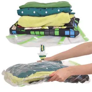 8 Travel Space Saver Bags - No Vacuum or Pump - for Clothes - Reusable - Luggage Compression - Set of 4 L and 4 M Sacks - Transparent 8 Travel Space Saver Bags - No Vacuum or Pump - for Clothes - Reusable - Luggage Compression - Set of 4 L and 4 M Sacks - Transparent