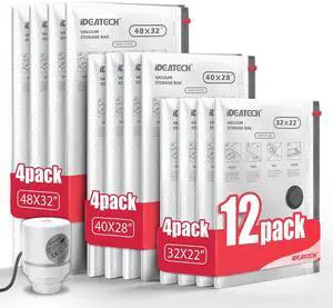12Pack Vacuum Storage Bags with Electric Pump, Jumbo Vacuum Seal Bags for Clothing, Bedding & Blankets, Heavy Duty Compression Space Saver Bags with Airtight Seal, Seasonal Storage-4M+4L+4XL 12Pack Vacuum Storage Bags with Electric Pump, Jumbo Vacuum Seal Bags for Clothing, Bedding & Blankets, Heavy Duty Compression Space Saver Bags with Airtight Seal, Seasonal Storage-4M+4L+4XL