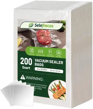 Vacuum Sealer Bags, 200 Quart BPA Free 8x12 Inch Vacuum Seal Bags for Food Saver, Seal a Meal, Weston. Heavy Duty Commercial Grade Vacuum Food Storage Bags for Sous Vide Freezer Vac Storage Meal Prep Vacuum Sealer Bags, 200 Quart BPA Free 8x12 Inch Vacuum Seal Bags for Food Saver, Seal a Meal, Weston. Heavy Duty Commercial Grade Vacuum Food Storage Bags for Sous Vide Freezer Vac Storage Meal Prep