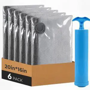 Travel Vacuum Bags with Hand Pump, 6-Pack Travel Vacuum Bags with Hand Pump, 6-Pack