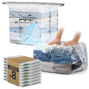 8 Pack Cube Vacuum Storage Bags, Medium Size (25x19x11 inch), Vacuum Seal Bags for Clothing, No Pump Compression Packing Cube for Home Storage, Space Saving for Blankets, Baby Clothes, Pillows 8 Pack Cube Vacuum Storage Bags, Medium Size (25x19x11 inch), Vacuum Seal Bags for Clothing, No Pump Compression Packing Cube for Home Storage, Space Saving for Blankets, Baby Clothes, Pillows