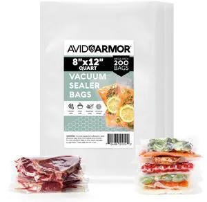 Vacuum Sealer Bags 200 Quart 8x12" For Food Saver, Commercial Grade, BPA Free, Heavy Duty, Pre-cut, for Vac Storage, Meal Prep, Sous Vide, or Dehydrated Freeze Dried Foods Vacuum Sealer Bags 200 Quart 8x12" For Food Saver, Commercial Grade, BPA Free, Heavy Duty, Pre-cut, for Vac Storage, Meal Prep, Sous Vide, or Dehydrated Freeze Dried Foods