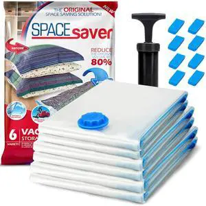 6 Pack Variety Vacuum Storage Bags for Comforters, Blankets & Clothes Vacuum Sealed Compression Bags with Hand Pump Space Saver Storage Bags for Bedding,Moving, Travel & Organization (2S, 2M & 2L) 6 Pack Variety Vacuum Storage Bags for Comforters, Blankets & Clothes Vacuum Sealed Compression Bags with Hand Pump Space Saver Storage Bags for Bedding,Moving, Travel & Organization (2S, 2M & 2L)
