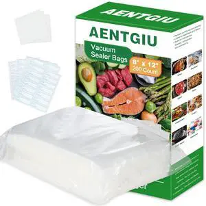 200 Vacuum Sealer Bags For Food, 8x12 Inch Thick BPA Free Vacuum Sealer Storage Bags, Compatible with All Vac Machines, Food Saver, Seal a Meal, Weston, Commercial Grade Precut Prep Sous Vide Bags 200 Vacuum Sealer Bags For Food, 8x12 Inch Thick BPA Free Vacuum Sealer Storage Bags, Compatible with All Vac Machines, Food Saver, Seal a Meal, Weston, Commercial Grade Precut Prep Sous Vide Bags