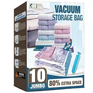 10 Jumbo Vacuum Storage Bags for Bedding, Vacuum Seal Bags for Clothing 10 Jumbo Vacuum Storage Bags for Bedding, Vacuum Seal Bags for Clothing