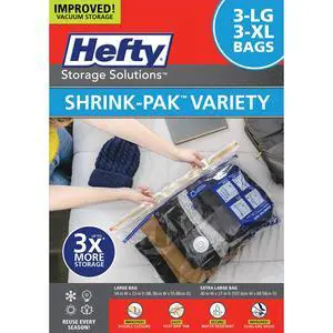 Pak Vacuum Storage Bags - Space Saver for Under Bed Storage, Clothing and Comforters, Odor Resistant, 3X More Storage Space - 3 Large, 3 XL Bags Pak Vacuum Storage Bags - Space Saver for Under Bed Storage, Clothing and Comforters, Odor Resistant, 3X More Storage Space - 3 Large, 3 XL Bags