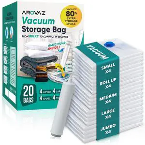 Vacuum Storage Space Saver Bags 80% Compression for Clothing Travel, Plastic Space Saver Suction Bag Clothes, Blankets, Bedding Jumbo Large (20 Pack) Hand Pump Vacuum Storage Space Saver Bags 80% Compression for Clothing Travel, Plastic Space Saver Suction Bag Clothes, Blankets, Bedding Jumbo Large (20 Pack) Hand Pump