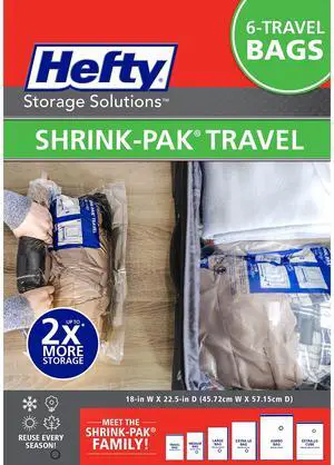 Shrink-Pak Large Travel Bags - Airtight Storage Bags for Maximum Space Saving, Travel Essentials, Ideal for Packing, Durable, Reliable Compression with Sealed Protection Shrink-Pak Large Travel Bags - Airtight Storage Bags for Maximum Space Saving, Travel Essentials, Ideal for Packing, Durable, Reliable Compression with Sealed Protection