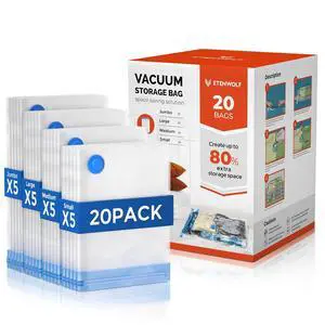 Vacuum Storage Bags for Travel, Vacuum Seal Bags for Clothes and Travel, Space Saver Bags in Multiple Carry-On Sizes, Perfect for Luggage and Suitcases, 20 Combo Vacuum Storage Bags for Travel, Vacuum Seal Bags for Clothes and Travel, Space Saver Bags in Multiple Carry-On Sizes, Perfect for Luggage and Suitcases, 20 Combo