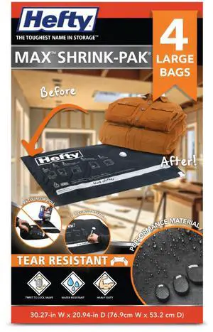 Pak Vacuum Seal Storage Bags for Clothing, Travel, Bedding | Tear & Water Resistant, Dual-Valve Space Saver Compression Bags - Large, 4-Pack Pak Vacuum Seal Storage Bags for Clothing, Travel, Bedding | Tear & Water Resistant, Dual-Valve Space Saver Compression Bags - Large, 4-Pack