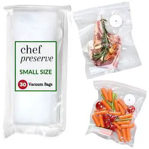 Reusable Vacuum Sealer Bags for Food - 30 BPA-Free Small (8 x 10 in) Food Storage Bags, Freezer, Microwave - Odor-Resistant, Leak-Proof - Compatible with Chef Preserve Vacuum Sealers Reusable Vacuum Sealer Bags for Food - 30 BPA-Free Small (8 x 10 in) Food Storage Bags, Freezer, Microwave - Odor-Resistant, Leak-Proof - Compatible with Chef Preserve Vacuum Sealers