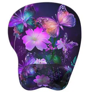 Wrist Support Mouse Pad Anti Slip Rubber Wrist Rest Mousepad 9in X 8in Small Desktop Notebook Mouse Mat for Working and Gaming (M-Purple Butterfly) Wrist Support Mouse Pad Anti Slip Rubber Wrist Rest Mousepad 9in X 8in Small Desktop Notebook Mouse Mat for Working and Gaming (M-Purple Butterfly)