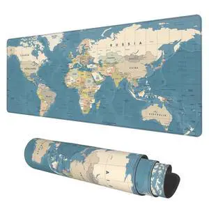 Desk Mat, Blue Vintage World Map Extended Gaming Mouse Pad Large, 31.5"x11.8" Big Mouse Pad with Non-Slip Base and Stitched Edge, Long Computer Keyboard Mouse Mat for Home Office Work Desk Mat, Blue Vintage World Map Extended Gaming Mouse Pad Large, 31.5"x11.8" Big Mouse Pad with Non-Slip Base and Stitched Edge, Long Computer Keyboard Mouse Mat for Home Office Work