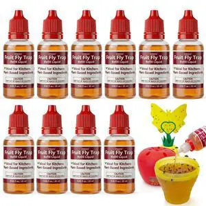 10 Pack Fruit Fly Trap Refill Liquid, 0.68oz/ Bottle, Liquid Fly Traps Refill for Indoors,Effective Lure Refill Gnat Catcher for Home Kitchen Use,Non Toxic Safe Near Food 10 Pack Fruit Fly Trap Refill Liquid, 0.68oz/ Bottle, Liquid Fly Traps Refill for Indoors,Effective Lure Refill Gnat Catcher for Home Kitchen Use,Non Toxic Safe Near Food