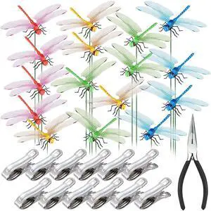 12 Pack 3D Dragonfly Clips, Fake Dragonflies for Garden Hat Decor 12 Pack 3D Dragonfly Clips, Fake Dragonflies for Garden Hat Decor