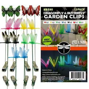Glow in the Dark Garden Decor Clips, 12 Pack (10 Dragonfly, 2 Butterfly) - 2 Inch Clamps for Thick Railings and Branches, 10 Inch Bendable Stems, Vibrant Luminous Yard Ornaments Glow in the Dark Garden Decor Clips, 12 Pack (10 Dragonfly, 2 Butterfly) - 2 Inch Clamps for Thick Railings and Branches, 10 Inch Bendable Stems, Vibrant Luminous Yard Ornaments