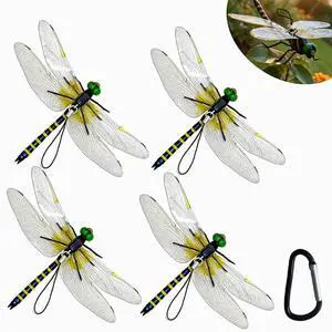 3D Hand-Painted Artificial Dragonfly, 4Pcs Lifelike Garden Hanging Ornament, Outdoor Yard Patio Decor, Durable Decoration with Premium Carabiner Clip 3D Hand-Painted Artificial Dragonfly, 4Pcs Lifelike Garden Hanging Ornament, Outdoor Yard Patio Decor, Durable Decoration with Premium Carabiner Clip
