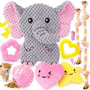 Pink Puppy Toys - 9 Pack Puppy Chew Toys for Teething, Enrichment Dog Toys for Small Dogs to Keep Them Busy, Squeaky Plush Toy for Boredom Pink Puppy Toys - 9 Pack Puppy Chew Toys for Teething, Enrichment Dog Toys for Small Dogs to Keep Them Busy, Squeaky Plush Toy for Boredom
