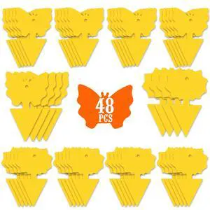 48PCS Fruit Fly Sticky Traps, Fungus Gnat Traps Insect Trap for Plants Kitchen Indoor and Outdoor48 Lemon Yellow 48PCS Fruit Fly Sticky Traps, Fungus Gnat Traps Insect Trap for Plants Kitchen Indoor and Outdoor48 Lemon Yellow