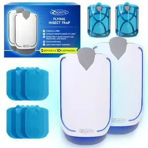 2 Fruit Fly Traps & 10 Adhesive Cartridges, Indoor Plug-in Bug Catcher, UV Light Fly Trap Captures Fruit Flies, Gnats, Houseflies, Moths, and Flying Insects for Kitchen, Bathroom, Plant Areas 2 Fruit Fly Traps & 10 Adhesive Cartridges, Indoor Plug-in Bug Catcher, UV Light Fly Trap Captures Fruit Flies, Gnats, Houseflies, Moths, and Flying Insects for Kitchen, Bathroom, Plant Areas