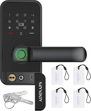 Keyless Entry Door Lock with Handle, Door Locks for Bedroom, Auto Lock, Fingerprint Door Knob with Key, Passcode, Digital Smart Code & Front Handle Sets (Black 01) Keyless Entry Door Lock with Handle, Door Locks for Bedroom, Auto Lock, Fingerprint Door Knob with Key, Passcode, Digital Smart Code & Front Handle Sets (Black 01)