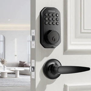 Keyless Entry Door Lock with Handle Set | Electronic Deadbolt for Front Door, Auto Lock, One-Touch Lock, 100+ Codes, 3 Keys, Anti-Peep Code, IP54 Waterproof Keyless Entry Door Lock with Handle Set | Electronic Deadbolt for Front Door, Auto Lock, One-Touch Lock, 100+ Codes, 3 Keys, Anti-Peep Code, IP54 Waterproof