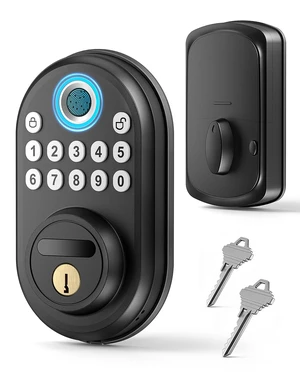 Fingerprint Door Lock for Front Door, Keyless Entry Smart Deadbolt Lock | Keypad Deadbolt with 2 Keys, Auto Locking, Easy Installation, Modern Digital Lock with Code for Smart Locks & Home Security Fingerprint Door Lock for Front Door, Keyless Entry Smart Deadbolt Lock | Keypad Deadbolt with 2 Keys, Auto Locking, Easy Installation, Modern Digital Lock with Code for Smart Locks & Home Security