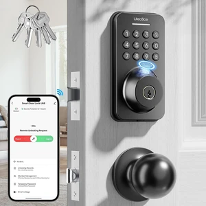 U68W WiFi Fingerprint Smart Door Lock with Knob Set, Matte Black | Keypad Lock for Front Door, App Control, Auto-Lock, One-Touch Lock, IP54 Waterproof, 100+ Codes, 5 Keys, Zinc Alloy U68W WiFi Fingerprint Smart Door Lock with Knob Set, Matte Black | Keypad Lock for Front Door, App Control, Auto-Lock, One-Touch Lock, IP54 Waterproof, 100+ Codes, 5 Keys, Zinc Alloy