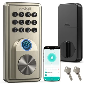 Fingerprint Door Lock Keyless Entry Deadbolt with Electronic Keypad | App Control & Auto Lock, Easy Install for Front Door - Satin Nickel Fingerprint Door Lock Keyless Entry Deadbolt with Electronic Keypad | App Control & Auto Lock, Easy Install for Front Door - Satin Nickel