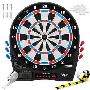 Showdown Electronic Soft Tip Dart Board for Adults | 15.5 Inch Regulation Target Face, 32 Games, 590 Options, 1-8 Players, Battery Powered Cord Free, Automatic Scoring Showdown Electronic Soft Tip Dart Board for Adults | 15.5 Inch Regulation Target Face, 32 Games, 590 Options, 1-8 Players, Battery Powered Cord Free, Automatic Scoring