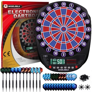 Electronic Dart Board Automatic Scoring with 12 Soft Tip Darts | Low Bounce-Outs, 354 Game Variations,3 bright LED displays, In English/German/French, batteries or AC adapter; 8 Players Electronic Dart Board Automatic Scoring with 12 Soft Tip Darts | Low Bounce-Outs, 354 Game Variations,3 bright LED displays, In English/German/French, batteries or AC adapter; 8 Players
