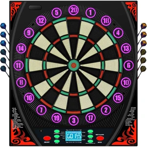 Soft Tip Electronic Dart Board for Adults, 9-Color LED&Voice Prompt | 9-Color LED Light(On/Off), LCD Display, Voice Scoring, 34 Games & 369 Options, Electric Dart Board for Home/Bar 1-8 Players Soft Tip Electronic Dart Board for Adults, 9-Color LED&Voice Prompt | 9-Color LED Light(On/Off), LCD Display, Voice Scoring, 34 Games & 369 Options, Electric Dart Board for Home/Bar 1-8 Players