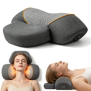 Cordless 3-in-1 Heated Neck Massage Pillow, Rechargeable Cervical Traction Device with Massage, Heat & Stretch, Deep Tissue Pain Relief, Ergonomic Neck and Shoulder Massager, Grey Cordless 3-in-1 Heated Neck Massage Pillow, Rechargeable Cervical Traction Device with Massage, Heat & Stretch, Deep Tissue Pain Relief, Ergonomic Neck and Shoulder Massager, Grey