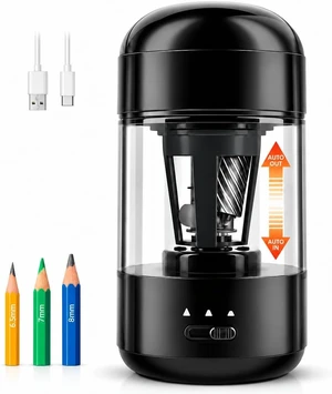 Electric Pencil Sharpener for Classroom, Fully Automatic, Rechargeable | Auto In & Out, 5-Second Sharpening, 3 Pencil Points, Fits 6-8mm Pencils, For Home, Office, Back to School Supplies Electric Pencil Sharpener for Classroom, Fully Automatic, Rechargeable | Auto In & Out, 5-Second Sharpening, 3 Pencil Points, Fits 6-8mm Pencils, For Home, Office, Back to School Supplies