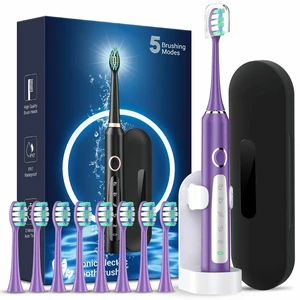 M5 Electric Toothbrush for Adults - Sonic Electric Toothbrush for Kids and Adults with 8 Brush Heads & Travel Case, 120 Days Battery Life - Purple M5 Electric Toothbrush for Adults - Sonic Electric Toothbrush for Kids and Adults with 8 Brush Heads & Travel Case, 120 Days Battery Life - Purple