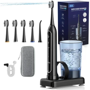 2-in-1 Electric Toothbrush with Water Flosser Combo for Adult | Sonic Electric Toothbrush for Adults for Teeth Brushing & Flossing, Cordless Water Flosser, Portable Travel Case Included 2-in-1 Electric Toothbrush with Water Flosser Combo for Adult | Sonic Electric Toothbrush for Adults for Teeth Brushing & Flossing, Cordless Water Flosser, Portable Travel Case Included