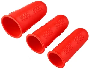 Red Silicone Finger Protectors, 3 Pack Heat Resistant Finger Caps for Cooking Crafting Red Silicone Finger Protectors, 3 Pack Heat Resistant Finger Caps for Cooking Crafting