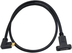 90 Degree USB C Male to Female Extension Cable 2FT/60cm, Right Angled USB 3.1 Type C Extender with Panel Mount Screw Hole for Charging & Data Sync 90 Degree USB C Male to Female Extension Cable 2FT/60cm, Right Angled USB 3.1 Type C Extender with Panel Mount Screw Hole for Charging & Data Sync