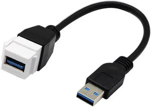 9 Inch/22CM USB 3.0 Keystone Jack Insert Cable, White USB 3.0 A Female to Male Extension Connector, Wall Plate Outlet Panel Adapter Cable for Keystone Port Installation 9 Inch/22CM USB 3.0 Keystone Jack Insert Cable, White USB 3.0 A Female to Male Extension Connector, Wall Plate Outlet Panel Adapter Cable for Keystone Port Installation