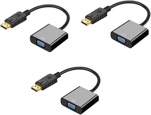 3 PCS DisplayPort to VGA Adapter, 1080P@60Hz DP Male to Female Converter, Support 2048 x 1152@60Hz Resolution 3 PCS DisplayPort to VGA Adapter, 1080P@60Hz DP Male to Female Converter, Support 2048 x 1152@60Hz Resolution