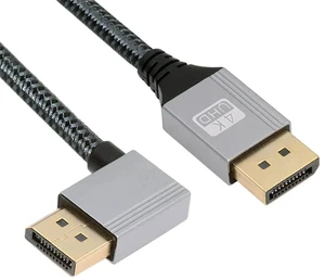 2M 90 Degree Left Angled DisplayPort Cable DP to DP 4K@60Hz UHD Silver Sleeve Video Cable for Desktop Laptop GPU Monitor 2M 90 Degree Left Angled DisplayPort Cable DP to DP 4K@60Hz UHD Silver Sleeve Video Cable for Desktop Laptop GPU Monitor