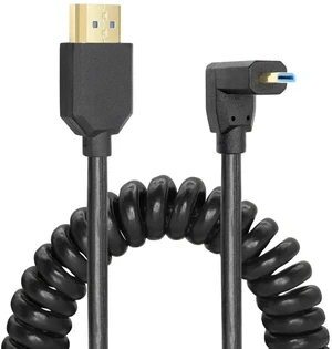 Micro HDMI to HDMI Cable Coiled 8K HDMI 2.1 Telescopic Cable High Speed Cable Support 120Hz 48Gbps Dynamic HDR for Digital Cameras (Up Angle) Micro HDMI to HDMI Cable Coiled 8K HDMI 2.1 Telescopic Cable High Speed Cable Support 120Hz 48Gbps Dynamic HDR for Digital Cameras (Up Angle)