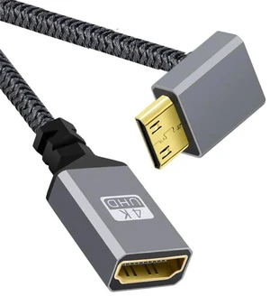 90 Degree Up Angled Mini HDMI 1.4 Male to HDMI Female Extension Cable, 0.15M/0.49FT 4K HDMI Extender for DV MP4 Camera DC Laptop 90 Degree Up Angled Mini HDMI 1.4 Male to HDMI Female Extension Cable, 0.15M/0.49FT 4K HDMI Extender for DV MP4 Camera DC Laptop