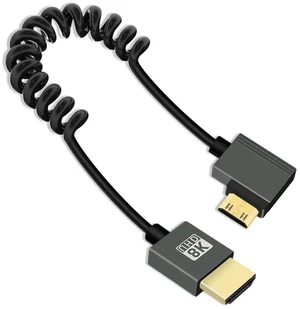 2.2FT 90 Degree Left Angle Mini HDMI to HDMI Coiled Cable, HDMI 2.1 48Gbps 8K@60Hz Spring Spiral Cord for Camera Camcorder HDTV Tablet 2.2FT 90 Degree Left Angle Mini HDMI to HDMI Coiled Cable, HDMI 2.1 48Gbps 8K@60Hz Spring Spiral Cord for Camera Camcorder HDTV Tablet