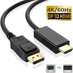 6ft 4K DP to HDMI Cable, Gold-Plated DisplayPort to HDMI Cord, Support 4K 2K 1080P Resolution for Monitor Laptop Desktop 6ft 4K DP to HDMI Cable, Gold-Plated DisplayPort to HDMI Cord, Support 4K 2K 1080P Resolution for Monitor Laptop Desktop