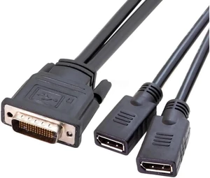 DMS-59 Male to Dual DisplayPort Female Splitter Cable, DMS 59 Pin to Dual DP Adapter Cord for PC Graphics Card Multi Monitor Setup DMS-59 Male to Dual DisplayPort Female Splitter Cable, DMS 59 Pin to Dual DP Adapter Cord for PC Graphics Card Multi Monitor Setup