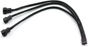 1 to 3 PWM Fan Splitter Cable, 10.5 Inch Black Sleeved 4Pin Female to 3×4Pin Male PC Fan Power Extension Cable, 27cm Computer Cooling Fan Adapter Cord 1 to 3 PWM Fan Splitter Cable, 10.5 Inch Black Sleeved 4Pin Female to 3×4Pin Male PC Fan Power Extension Cable, 27cm Computer Cooling Fan Adapter Cord